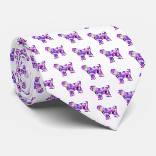 Tibetan Terrier Dog Silhouette White Nectie Krawatte