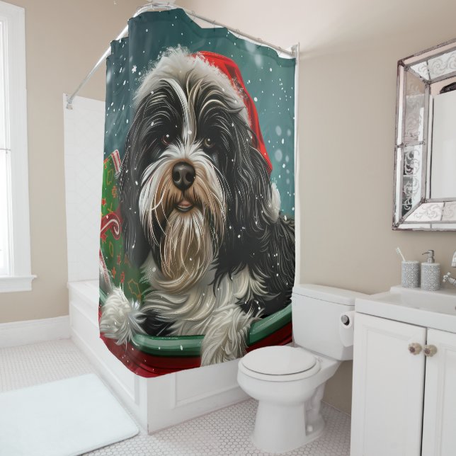 Tibetan Terrier Dog Weihnachtsfest Duschvorhang (Beispiel)
