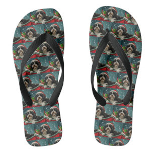 Tibetan Terrier Dog Weihnachtsfest Flip Flops