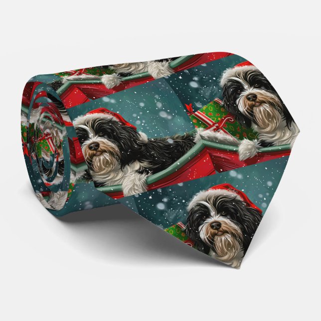 Tibetan Terrier Dog Weihnachtsfest Krawatte (Gerollt)