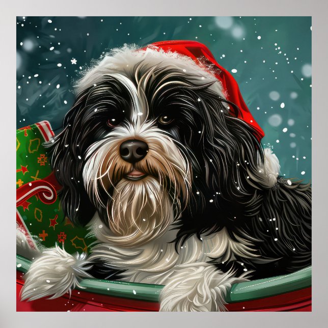 Tibetan Terrier Dog Weihnachtsfest Poster (Vorne)