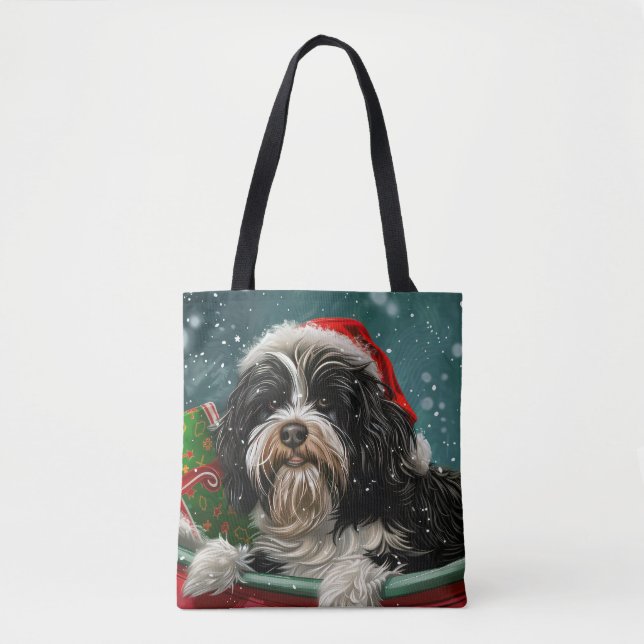 Tibetan Terrier Dog Weihnachtsfest Tasche (Vorderseite)