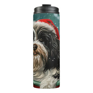 Tibetan Terrier Dog Weihnachtsfest Thermosbecher