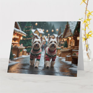 Tibetan Terrier Dogs Weihnachtsschneeurlaub Karte