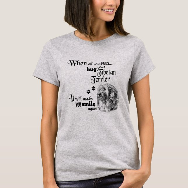 Tibetan Terrier Moderne Kunst niedlicher Hund züch T-Shirt (Vorderseite)