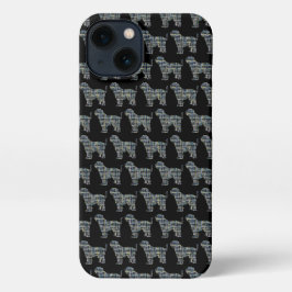 Tibetan Terrier Niedlich TT Dog Silhouette Grid Bl iPhone Hülle
