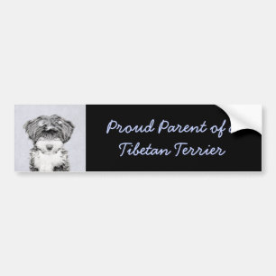 Tibetan Terrier Painting - Niedliche Original Dog  Autoaufkleber