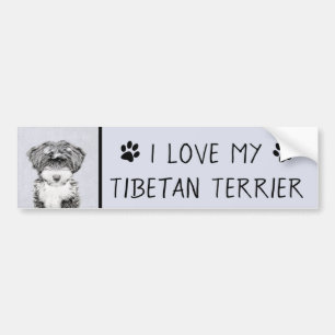 Tibetan Terrier Painting - Niedliche Original Dog Autoaufkleber