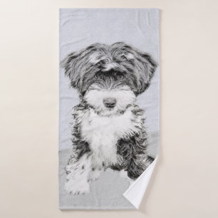 Tibetan Terrier Painting - Niedliche Original Dog Badhandtuch Set