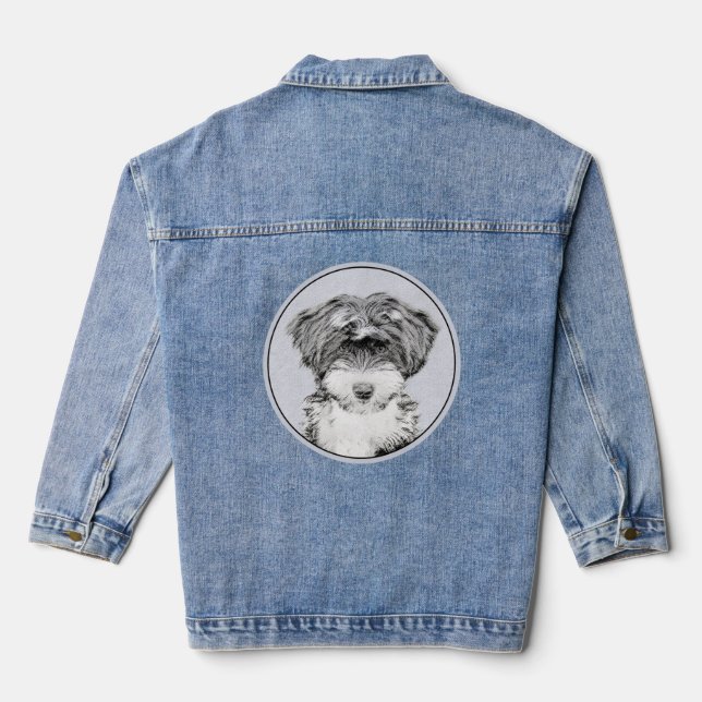 Tibetan Terrier Painting - Niedliche Original Dog  Jeansjacke (Rückseite)