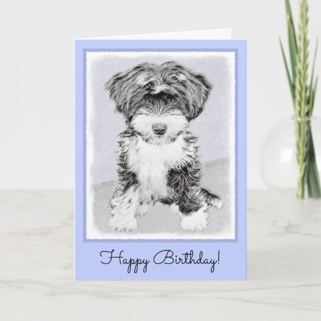 Tibetan Terrier Painting - Niedliche Original Dog  Karte (Vorderseite)