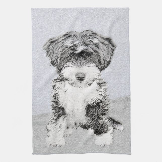 Tibetan Terrier Painting - Niedliche Original Dog  Küchentuch (Vertikal)