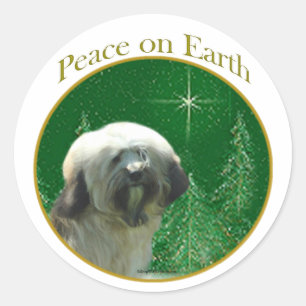 Tibetan Terrier Peace Runder Aufkleber