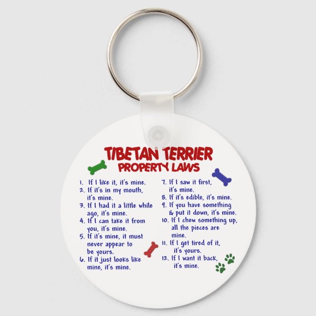 TIBETAN TERRIER Property Laws 2 Schlüsselanhänger (Vorderseite)