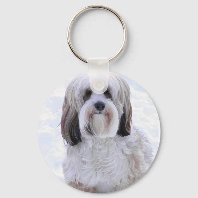 Tibetan Terrier Sable und White Schlüsselanhänger (Vorderseite)