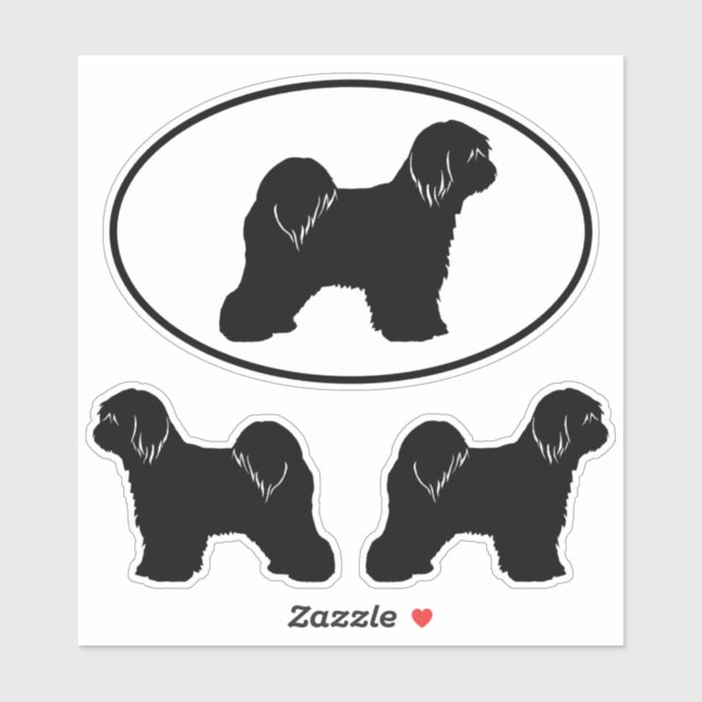 Tibetan Terrier Silhouetten Hunde Vinyl Sticker Se (Blatt)