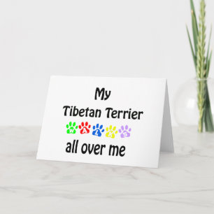 Tibetan Terrier Walks Design Feiertagskarte