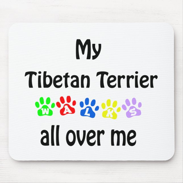 Tibetan Terrier Walks Design Mousepad (Vorne)