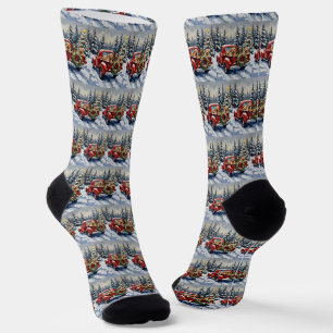Tibetan Terrier Weihnachten Roter LKW Urlaub Socken