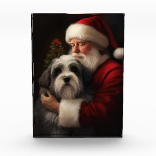 Tibetan Terrier Weihnachtsmann Festive Weihnachten Fotoblock