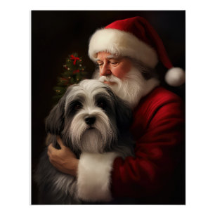 Tibetan Terrier Weihnachtsmann Festliches Weihnach Poster