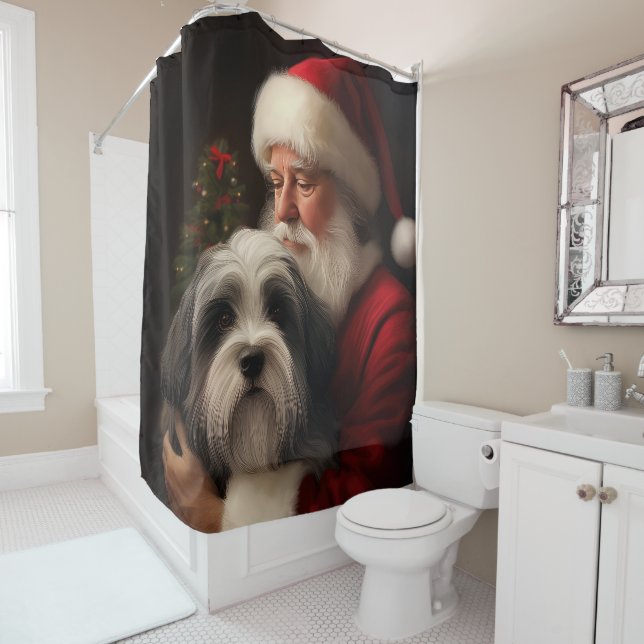 Tibetan Terrier Weihnachtsmann Weihnachten Duschvorhang (Beispiel)