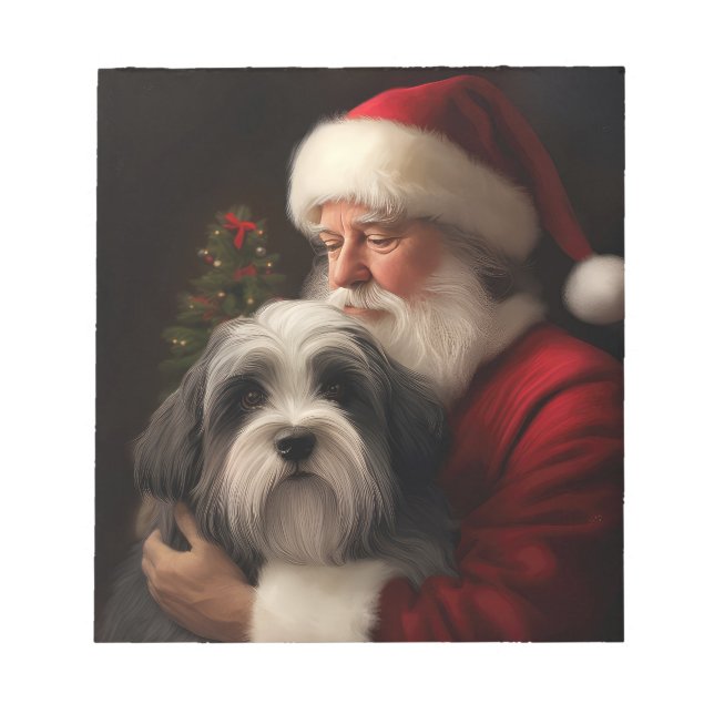 Tibetan Terrier Weihnachtsmann Weihnachten Notizblock (Vorderseite)