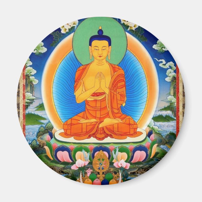 Tibetan Thangka Prabhutaratna Buddha Magnet (Vorne)