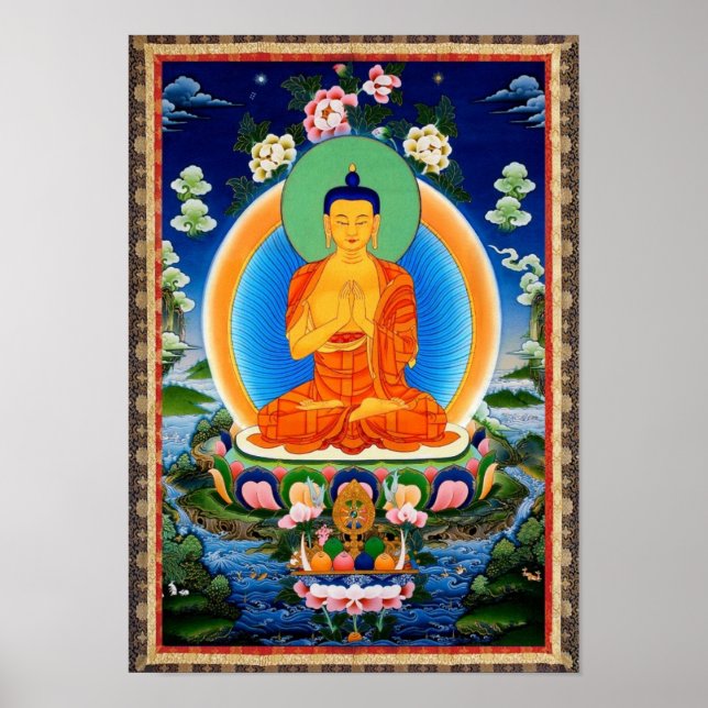 Tibetan Thangka Prabhutaratna Buddha Poster (Vorne)