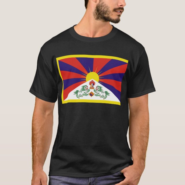 Tibetaner-freie Tibet-Flagge - Peu Rangzen བོད ་ T-Shirt (Vorderseite)