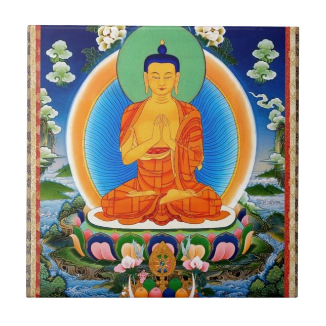 Tibetaner Thangka Prabhutaratna Buddha Fliese (Vorderseite)