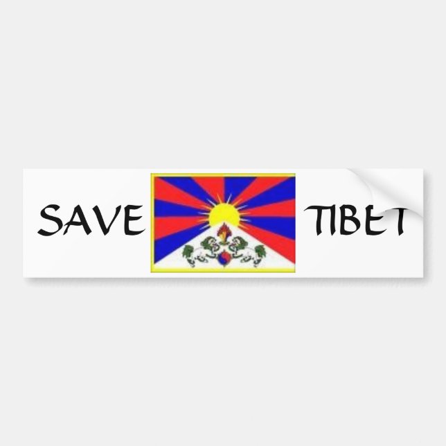tibetanische Flagge, RETTEN, TIBET Autoaufkleber (Vorne)