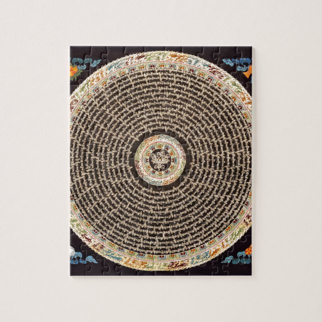 Tibetanische Mandala-Kunst (Schwarzes u. Gold) (Vertikal)