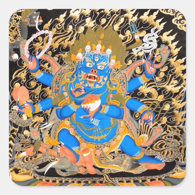 Tibetanischer buddhistischer Kunst-Druck Quadratischer Aufkleber (Vorderseite)