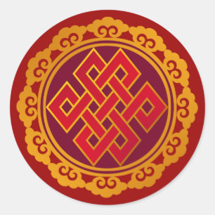 Tibetanischer Karma-Buddhismus-ewiger Knoten Runder Aufkleber