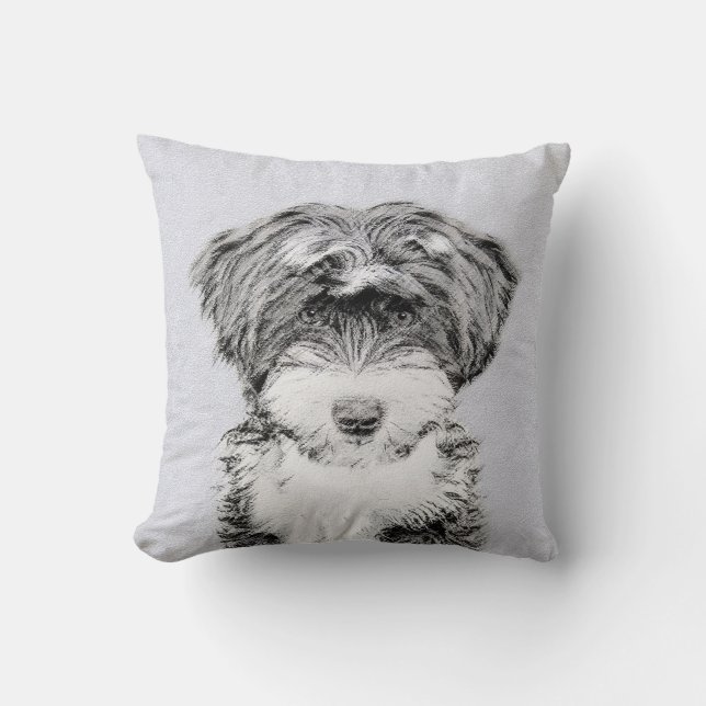 Tibetanischer Terrier-Malerei - niedliche Kissen (Vorderseite)