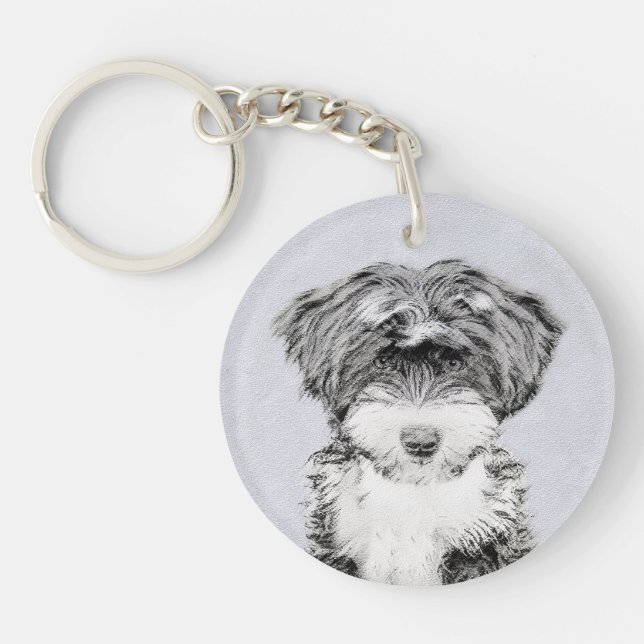 Tibetanischer Terrier-Malerei - niedliche Schlüsselanhänger (Vorderseite)