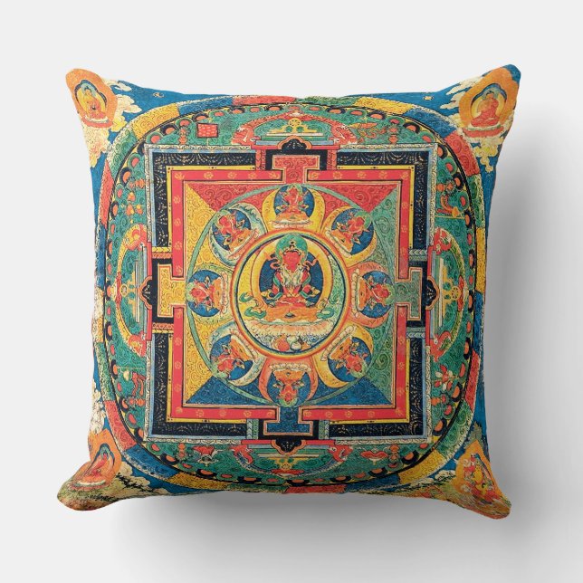 Tibetanisches buddhistisches Mandala-Kissen Kissen (Vorderseite)