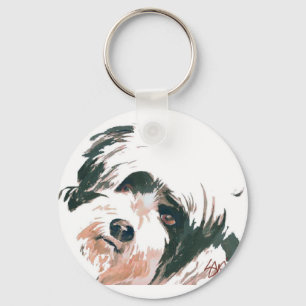 Tibetanisches Terrier-Porträt Schlüsselanhänger