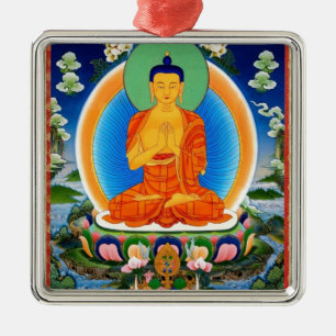 Tibetanka Thangka Prabhutaratna Buddha Ornament Aus Metall