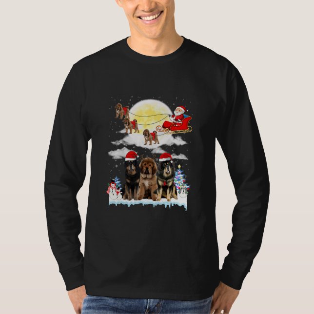 Tibeter Mastiff Dog Santa Sleigh Weihnachten  T-Shirt (Vorderseite)