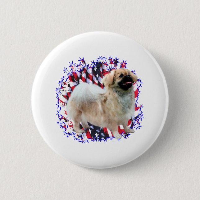 Tibeter Spaniel Patriot Button (Vorderseite)