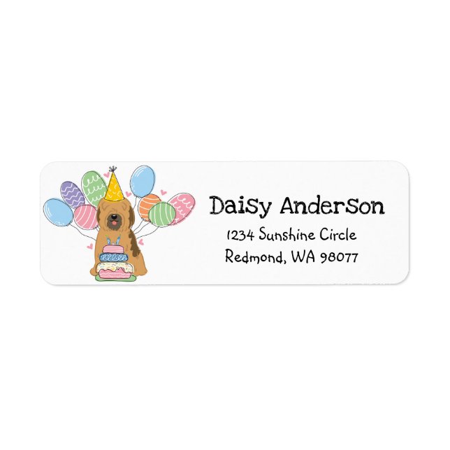 Tibeter Terrier Birthday Rücksendeadresse (Vorne)