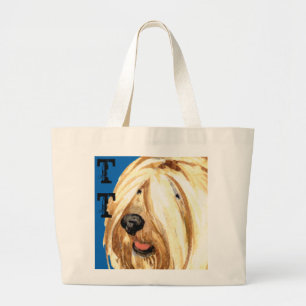 Tibeter Terrier Color Block Large Tote Bag Jumbo Stoffbeutel