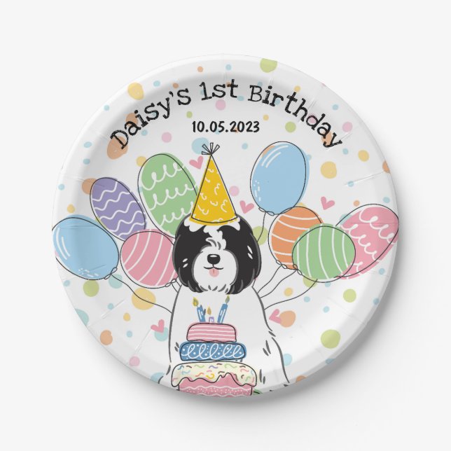 Tibeter Terrier Dog Birthday Party Paper Teller (Vorderseite)