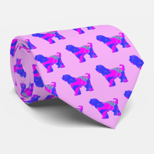 Tibeter Terrier Dog Pink Silhouette Pink Neck Tie Krawatte