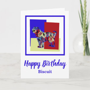 Tibeter Terrier Dog Red Blue Yellow Birthday Karte