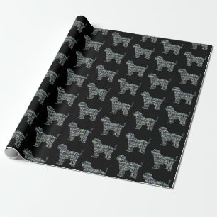 Tibeter Terrier Dog Silhouette Gelb & Schwarz Geschenkpapier