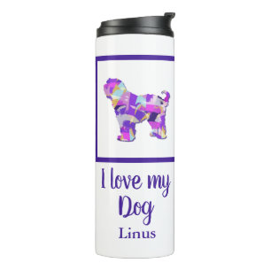Tibeter Terrier Dog Silhouette Niedliche Lila PY&B Thermosbecher