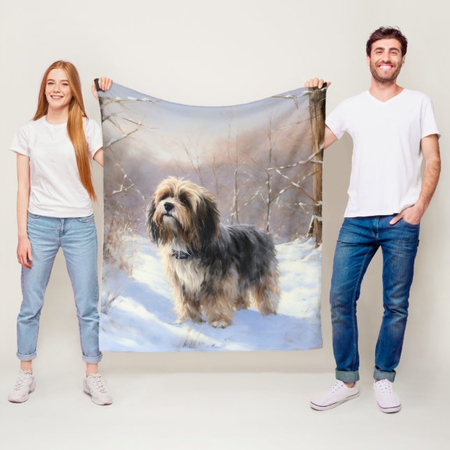 Tibeter Terrier Let It Snow Weihnachten Fleecedecke (Beispiel)